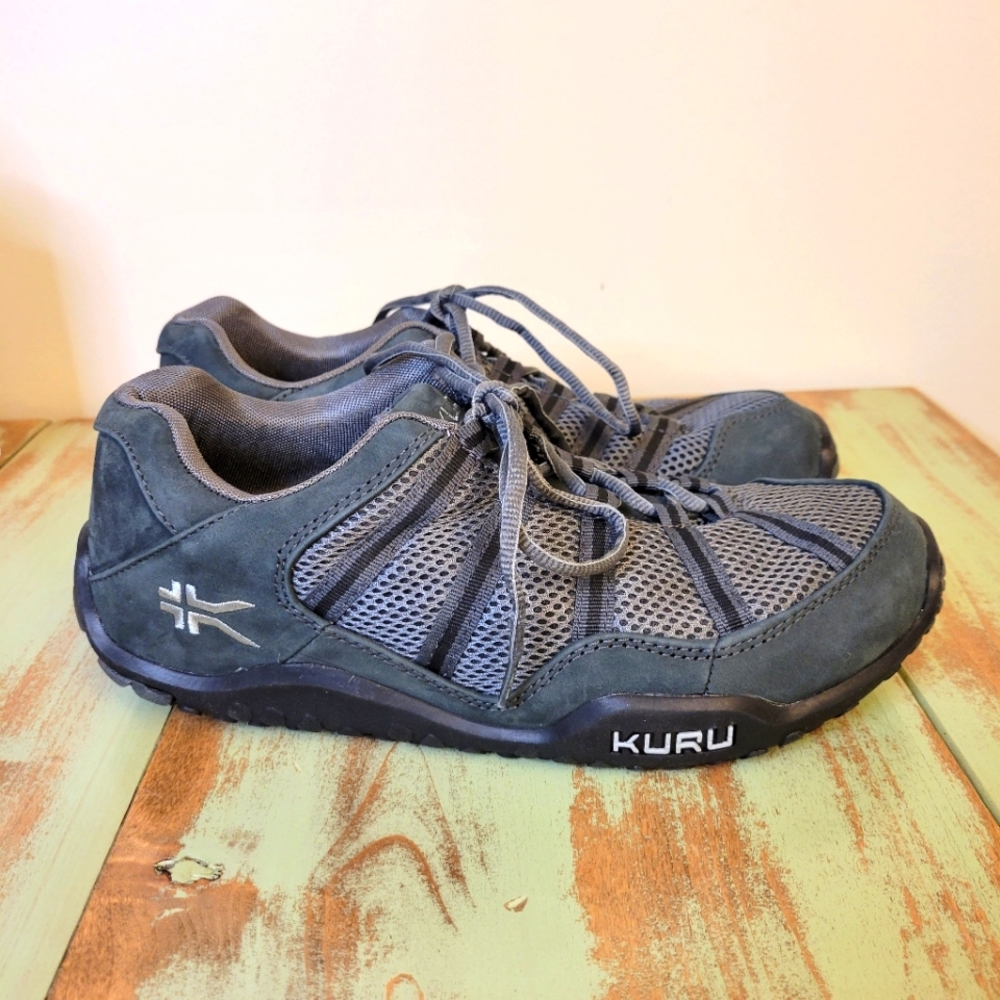 Kuru Chicane Wide Gray Suede Leather Vented Lace-Up Hiking Sneakers